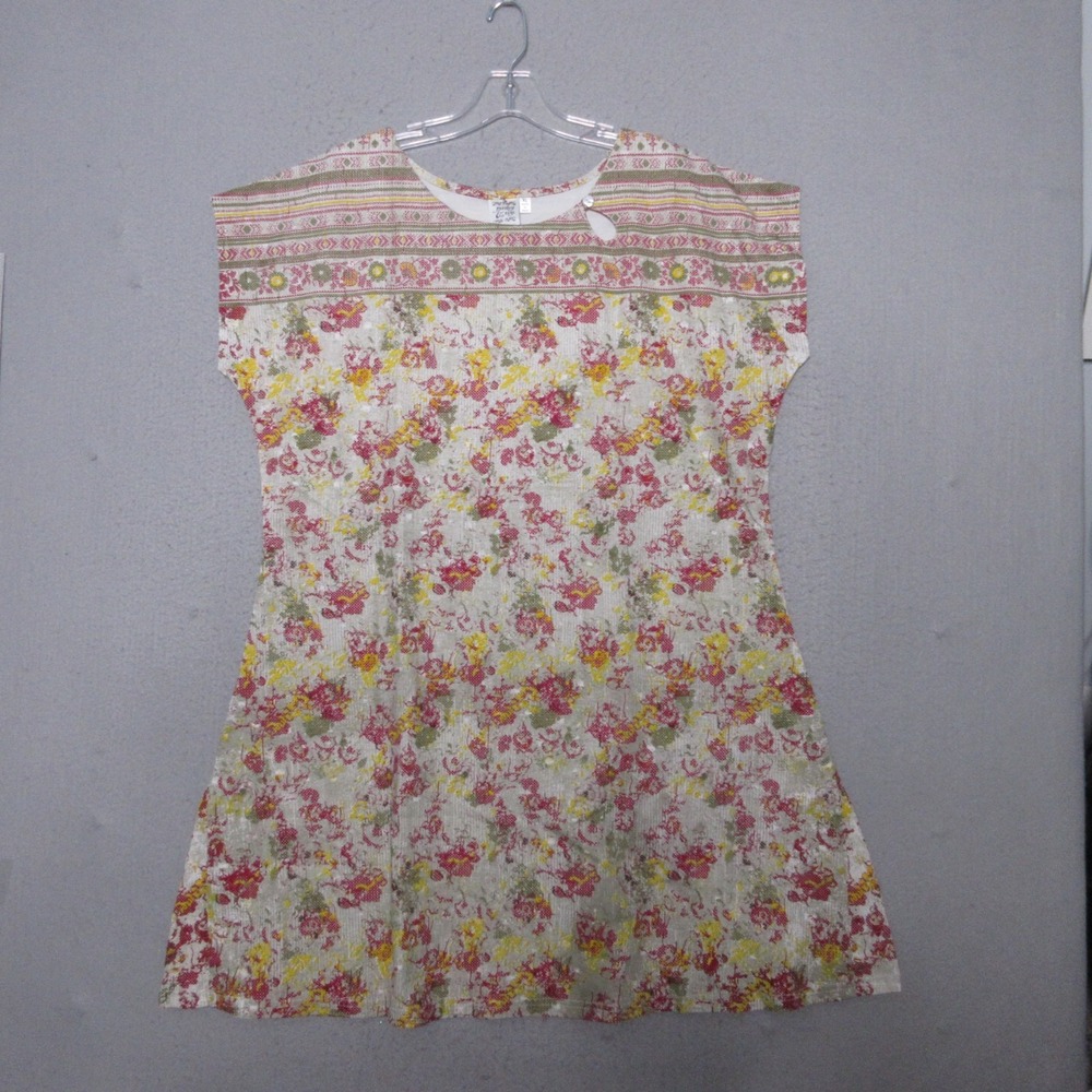 Parsley & Sage Dress XL Floral Art To Wear Relaxed Fit Cotton Cap Sleeve NWT